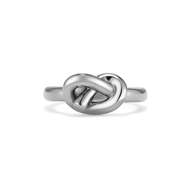 Lover's Knot Silver Tone Ring L