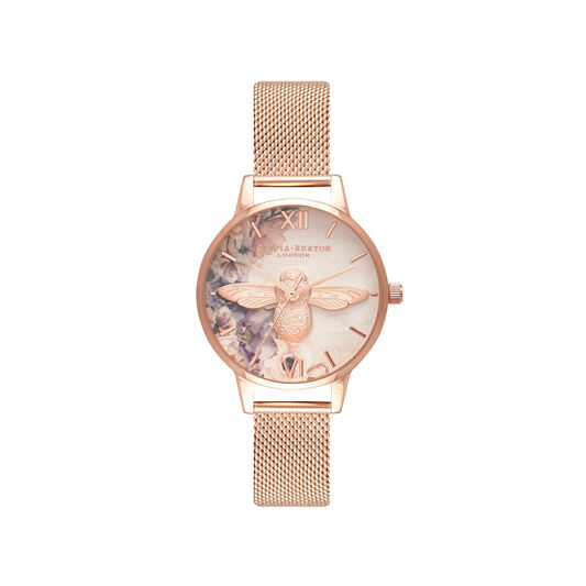 Watercolour Florals Rose Gold Mesh