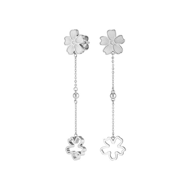 Forget Me Not Floral Silver Tone Drop Earrings