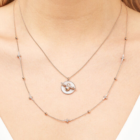 3D Bee & Coin Necklace Rose Gold