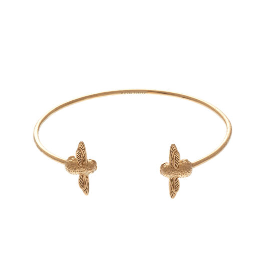 3D Bee Open End Bangle Gold