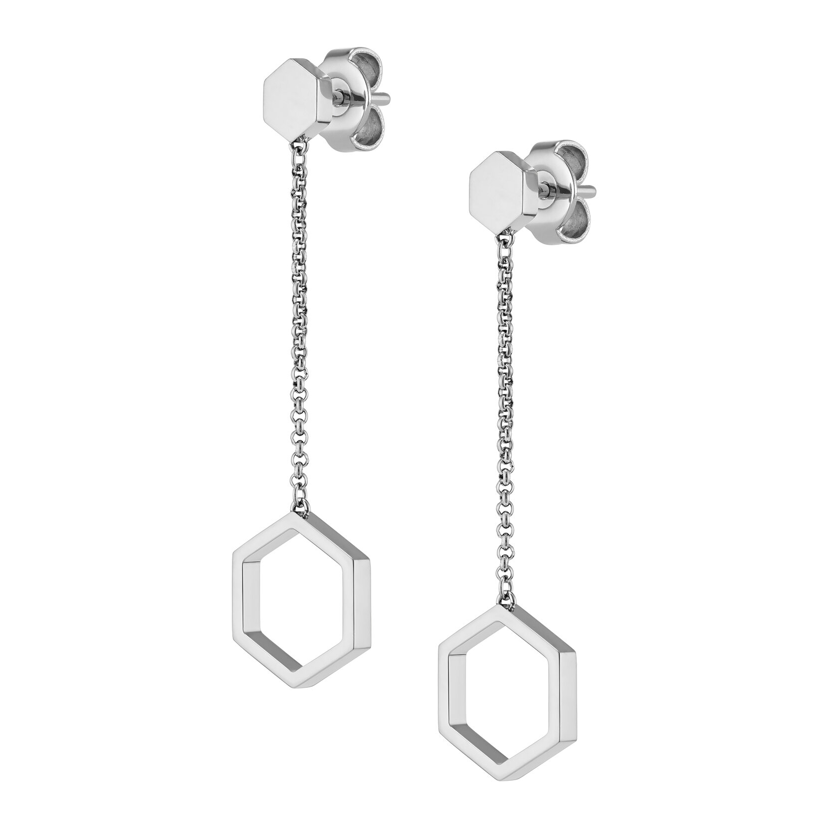 Honeycomb Silver Tone Drop Earrings