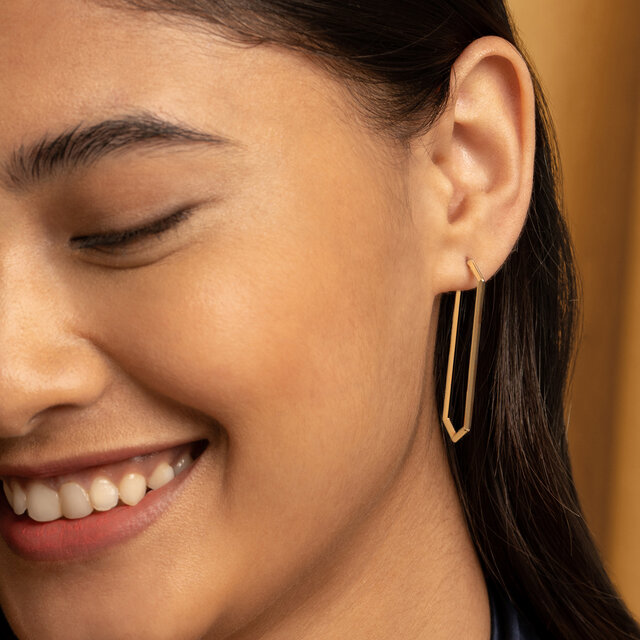 Ever Stacked Honeycomb Gold Plated Large Hoop Earrings