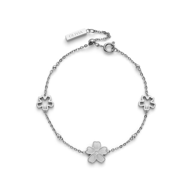Forget Me Not Floral Silver Tone Bracelet