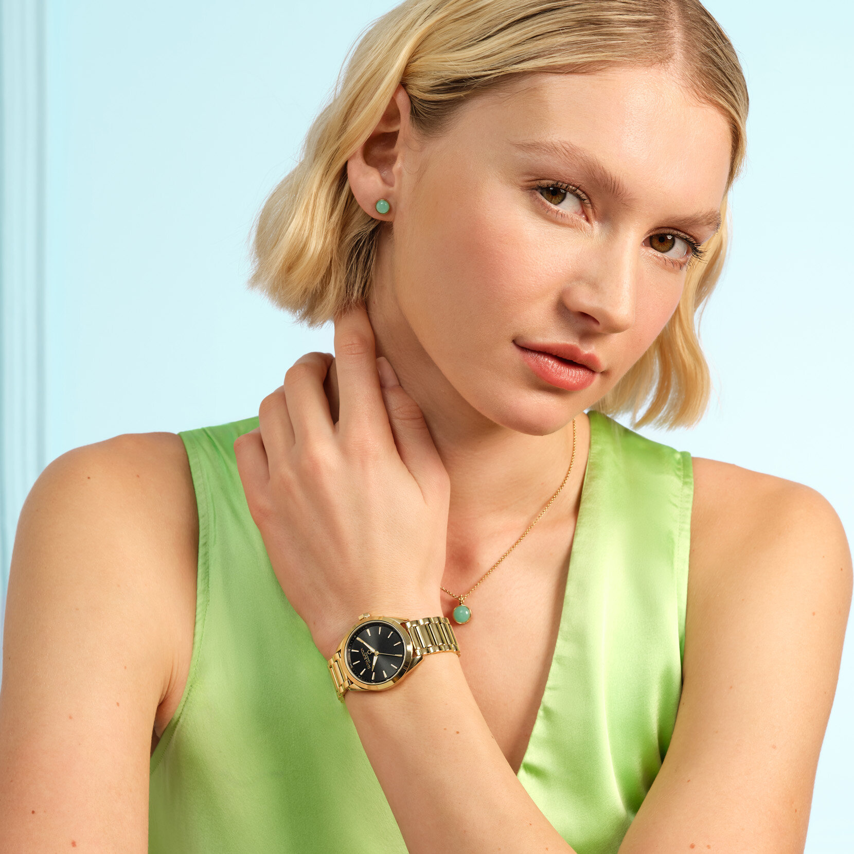 34mm Geo Black & Gold Bracelet Watch
