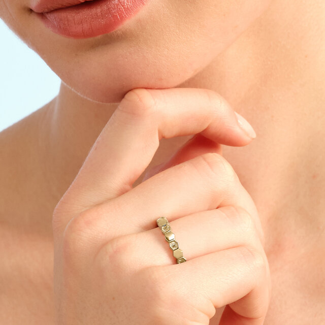 Petite Honeycomb Gold Plated Ring L