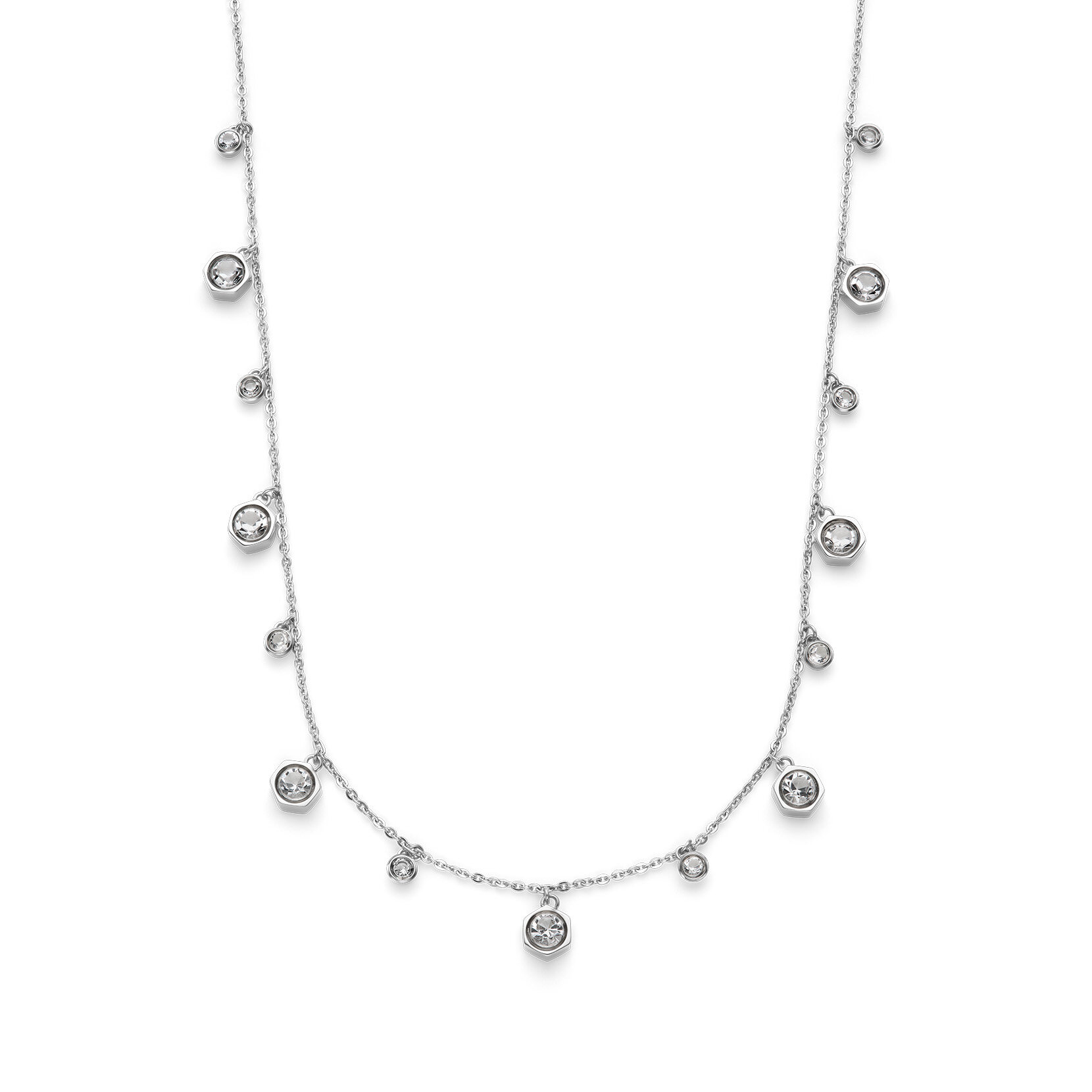 Mini Droplet Clear Crystal Silver Tone Necklace
