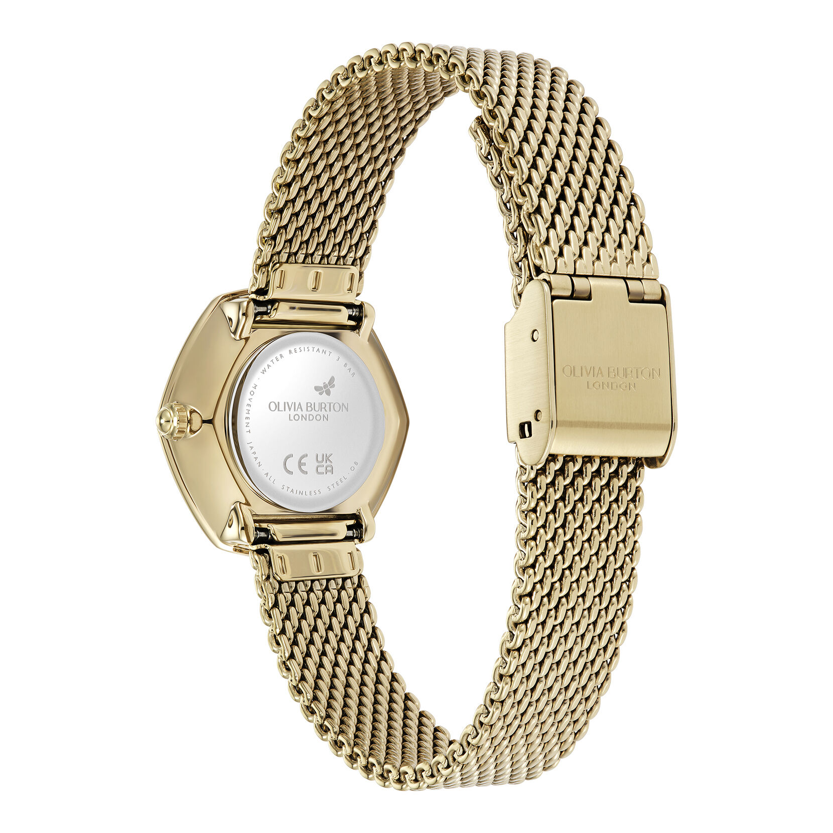 Signature 28mm Charing Black & Gold Mesh Watch | Olivia Burton London