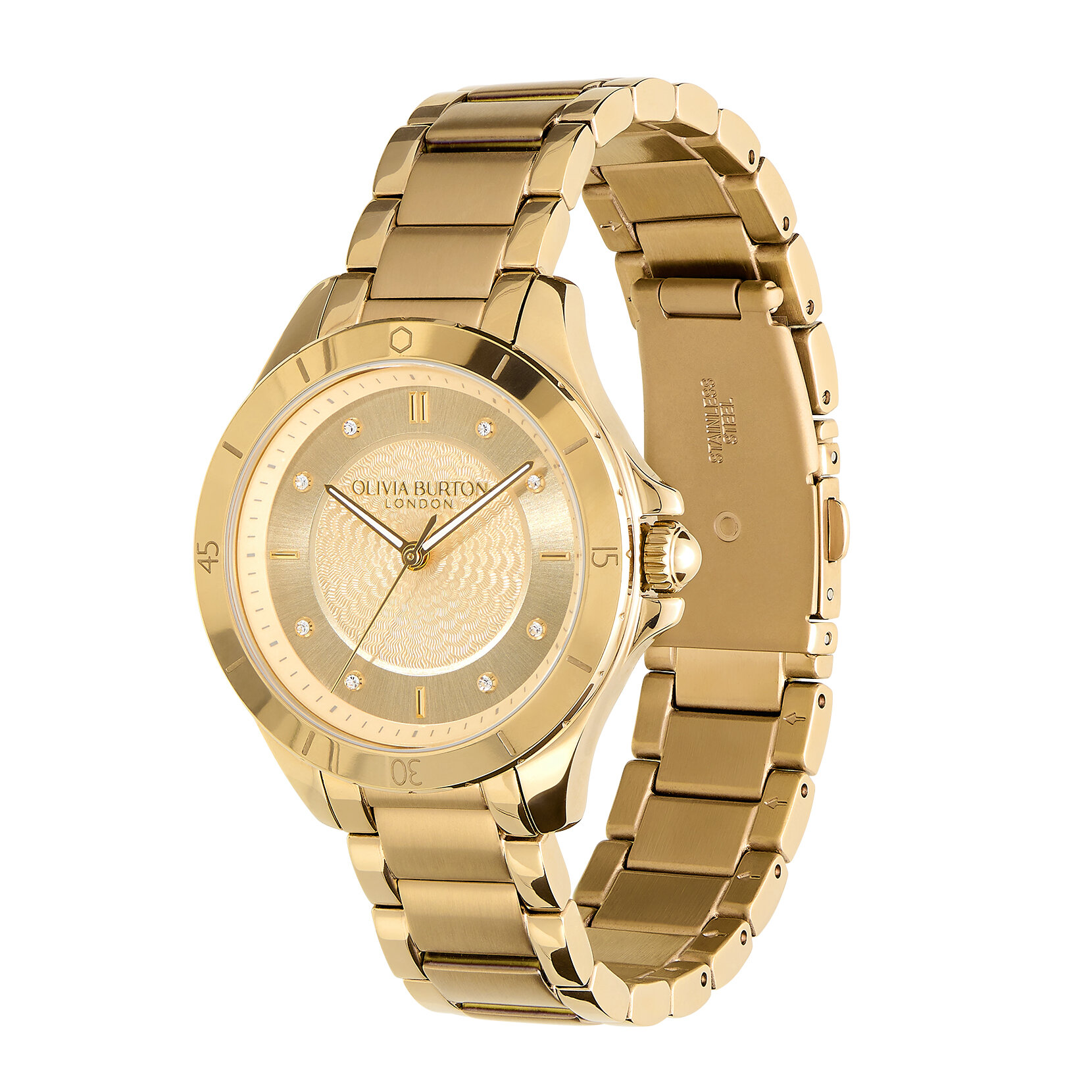36mm Guilloche Champagne & Gold Bracelet Watch