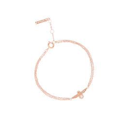  3D Bee Bejewelled Chain Bracelet Rose Gold with Rose Quartz Gemstone 