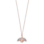 Rainbow Bee Rose Gold Pendant Necklace