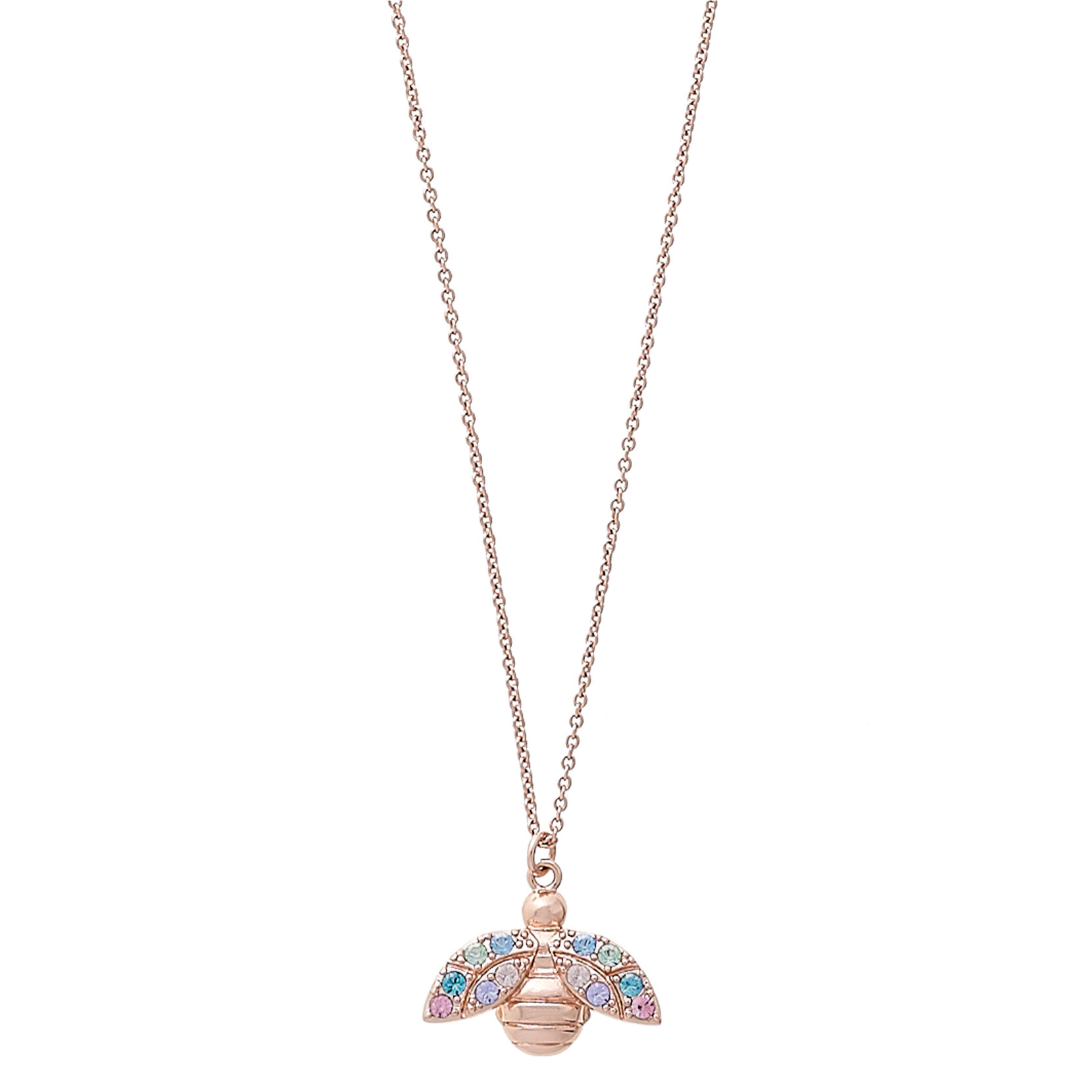 Rainbow Bee Rose Gold Bee Pendant Necklace