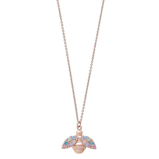 Rainbow Bee Rose Gold Bee Pendant Necklace