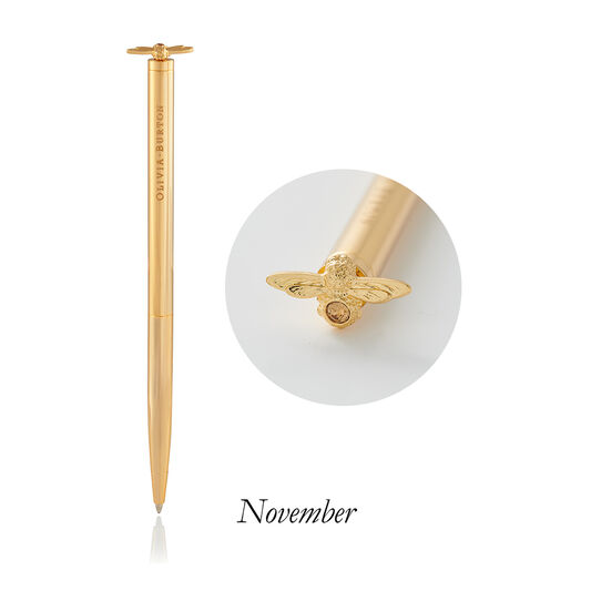 Celebration Bee Pen Light Topaz Crystal & Gold Nov