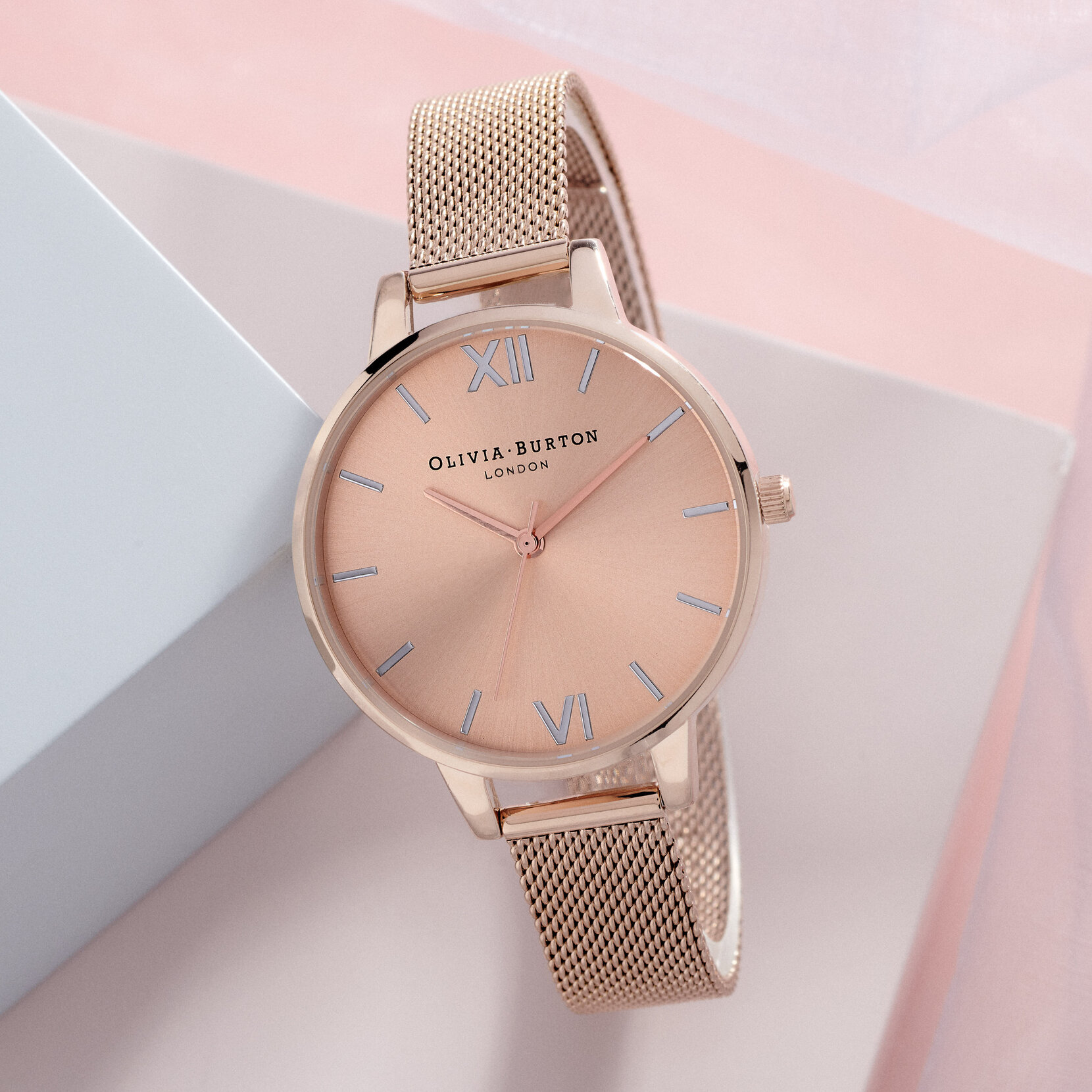 34mm Rose Gold Mesh Watch