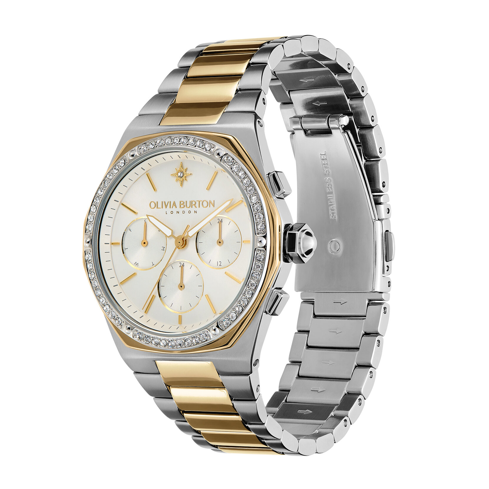 38mm Hexa Multi-Function White & Two Tone Bracelet Watch