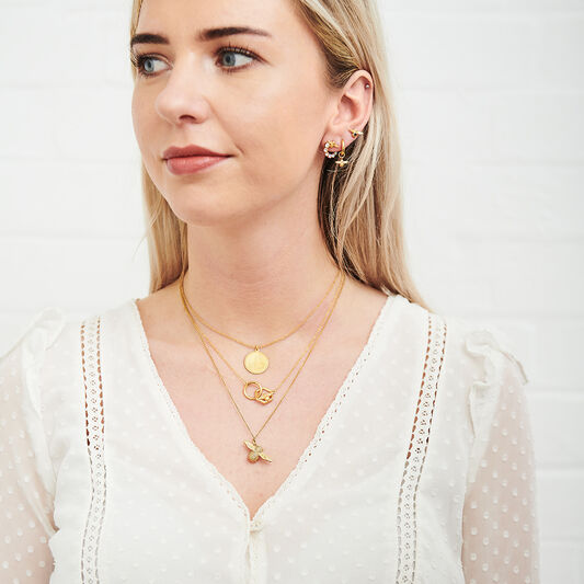 Honeycomb Bee Necklace Gold