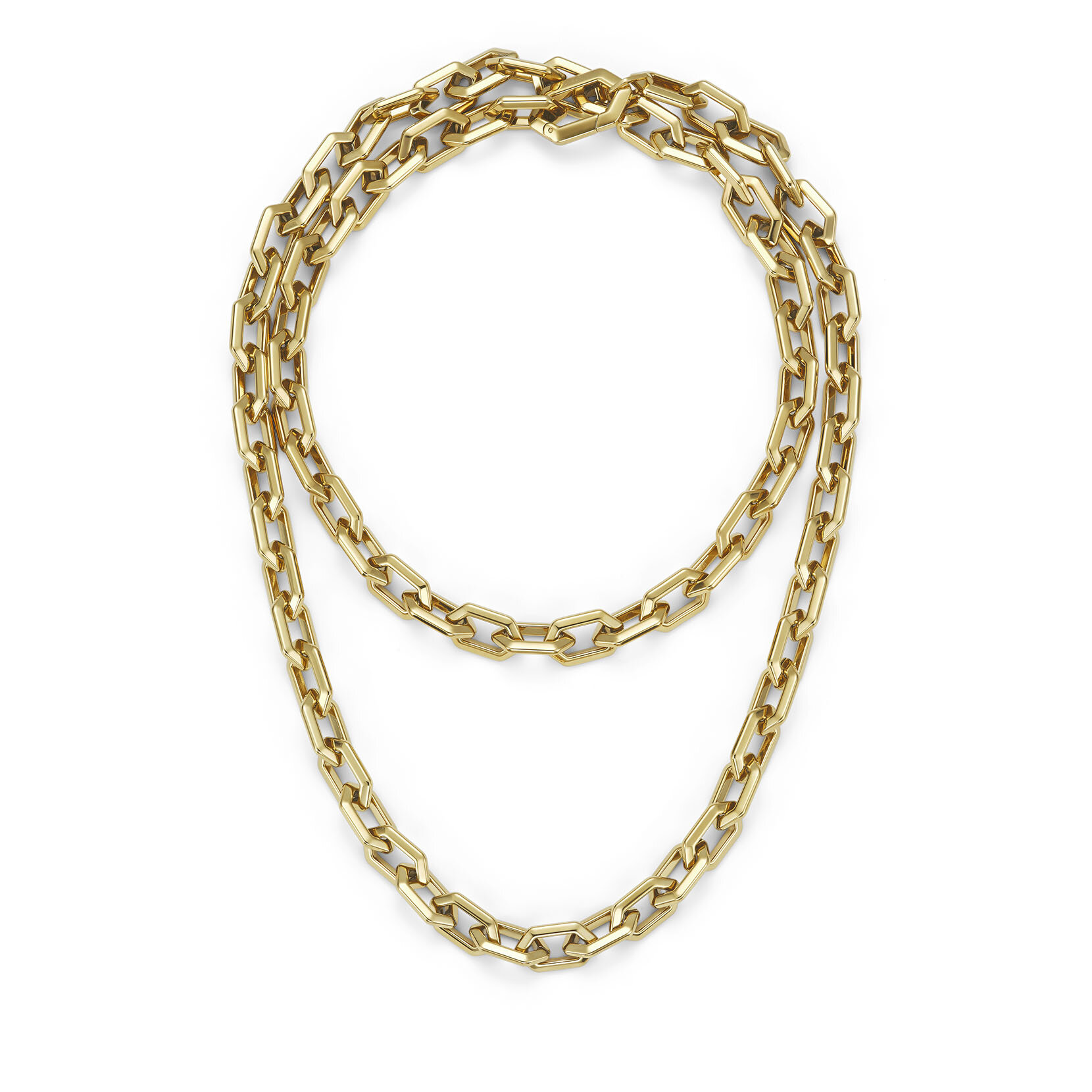 Honeycomb Geo Gold Plated Chain Link Necklace