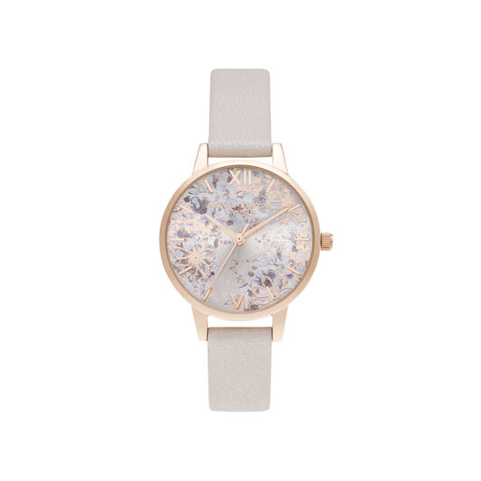 Abstract Floral Midi Pearl Pink & Rose Gold Watch