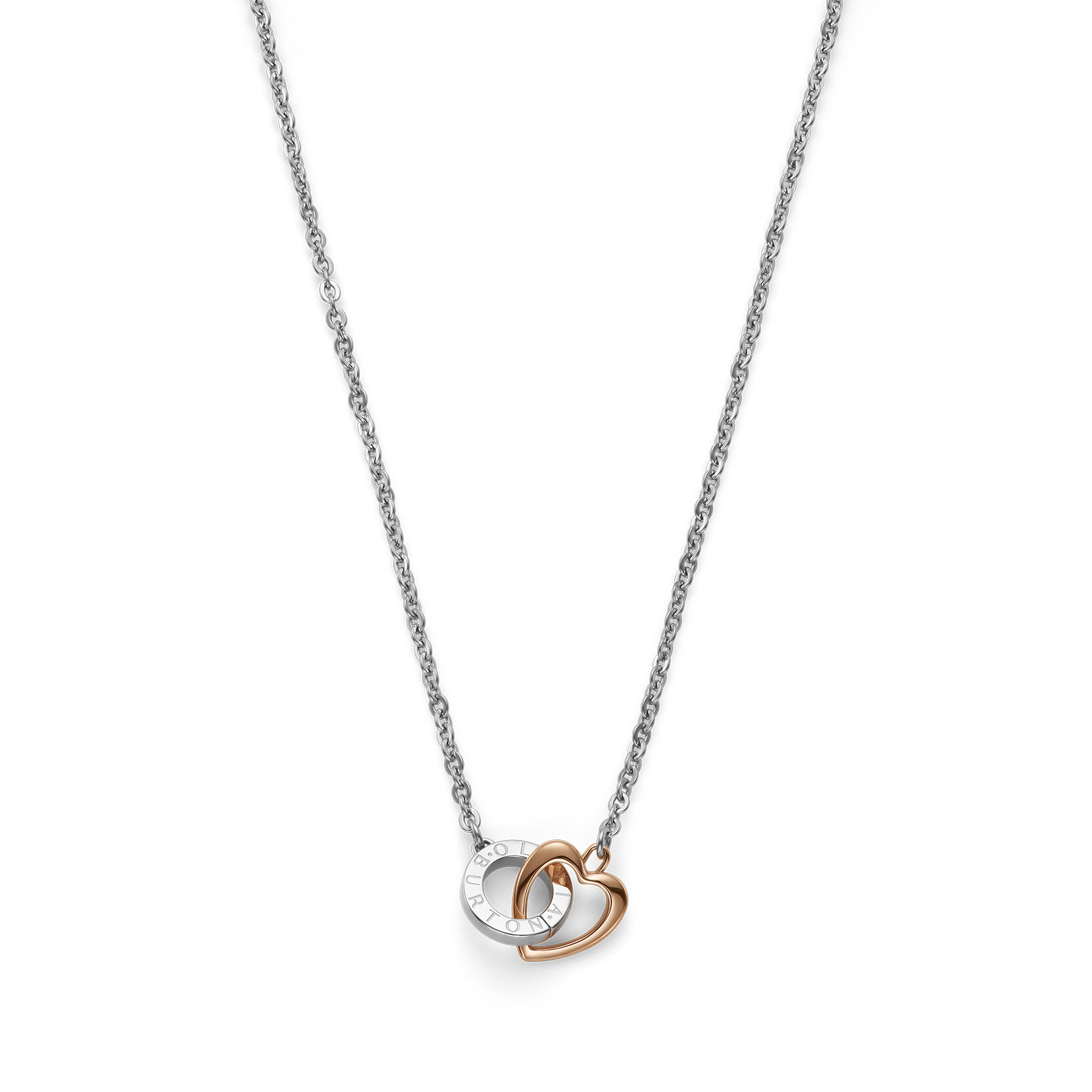 Kindred Interlink Heart Silver & Rose Gold Plated Necklace