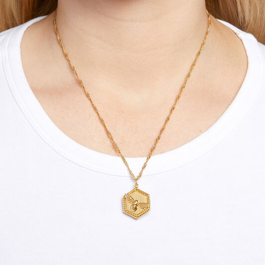 Lucky Bee Gold Locket Necklace