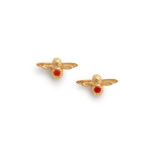 Celebration Stones Celebration Bee Studs Gold & Red Agate (July)