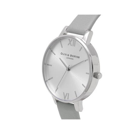 Big Dial Grey And Silver Watch