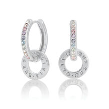Silver Rainbow Interlink Huggie Hoops