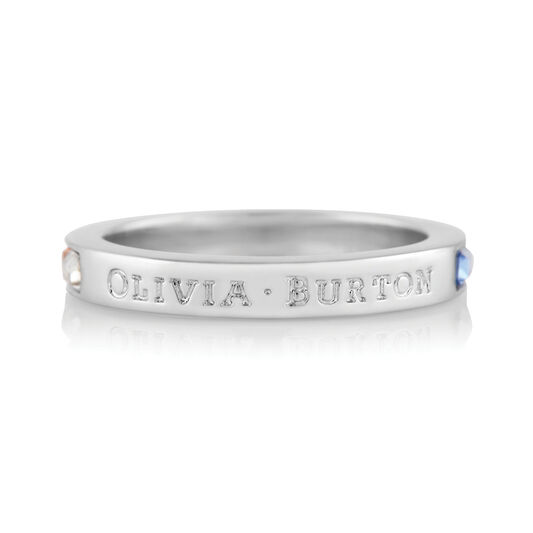 Rainbow Baguette Ring Silver (M)