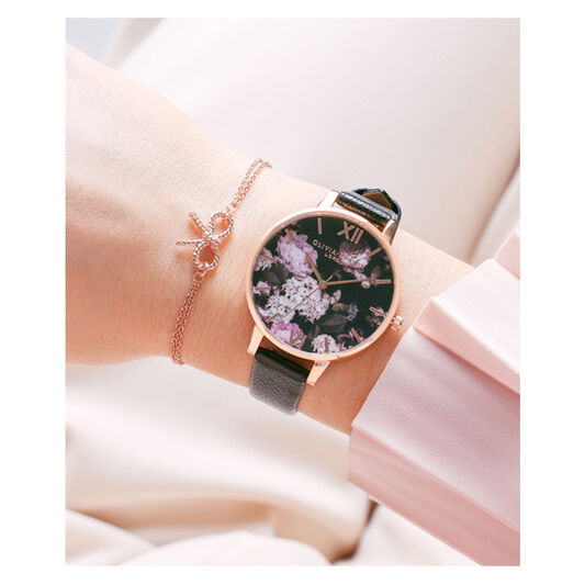 Signature Floral Black & Rose Gold Watch