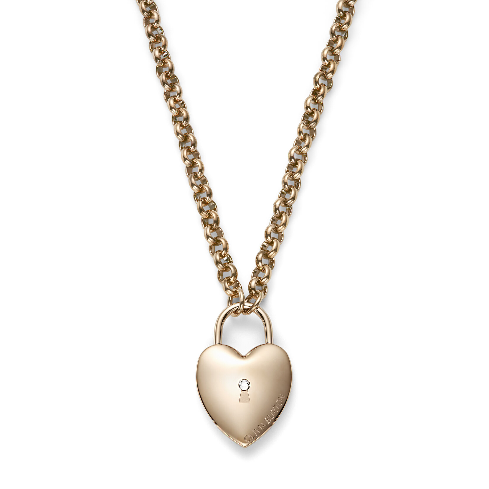 Locked Heart Rose Gold Plated Pendant Necklace