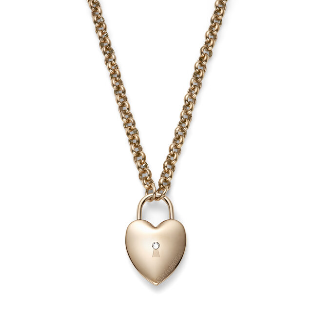 Locked Heart Rose Gold Plated Pendant Necklace