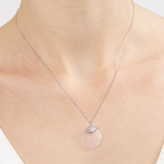 Semi Precious Necklace Silver & Rose Quartz