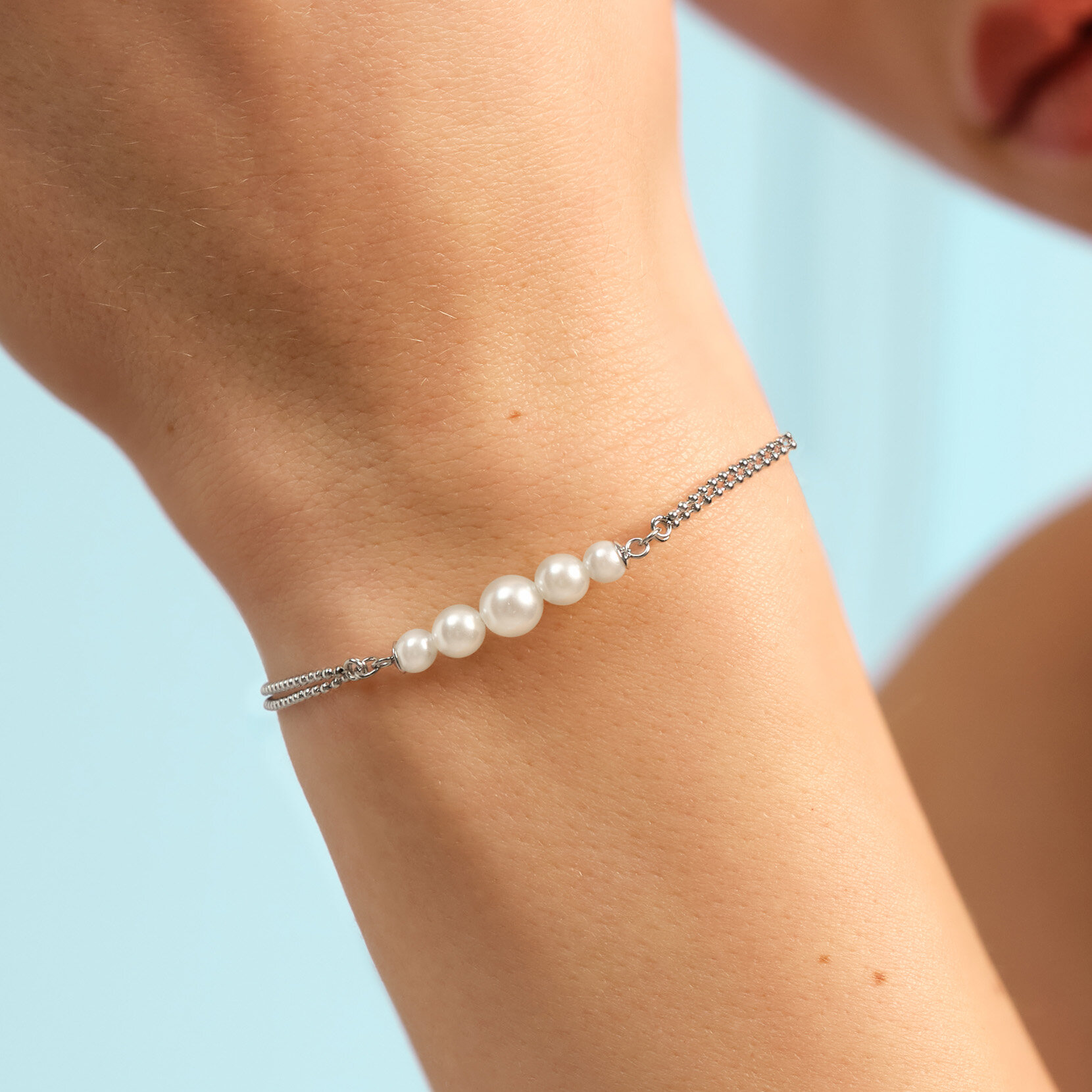 Pearls & Beads Silver Tone Bracelet