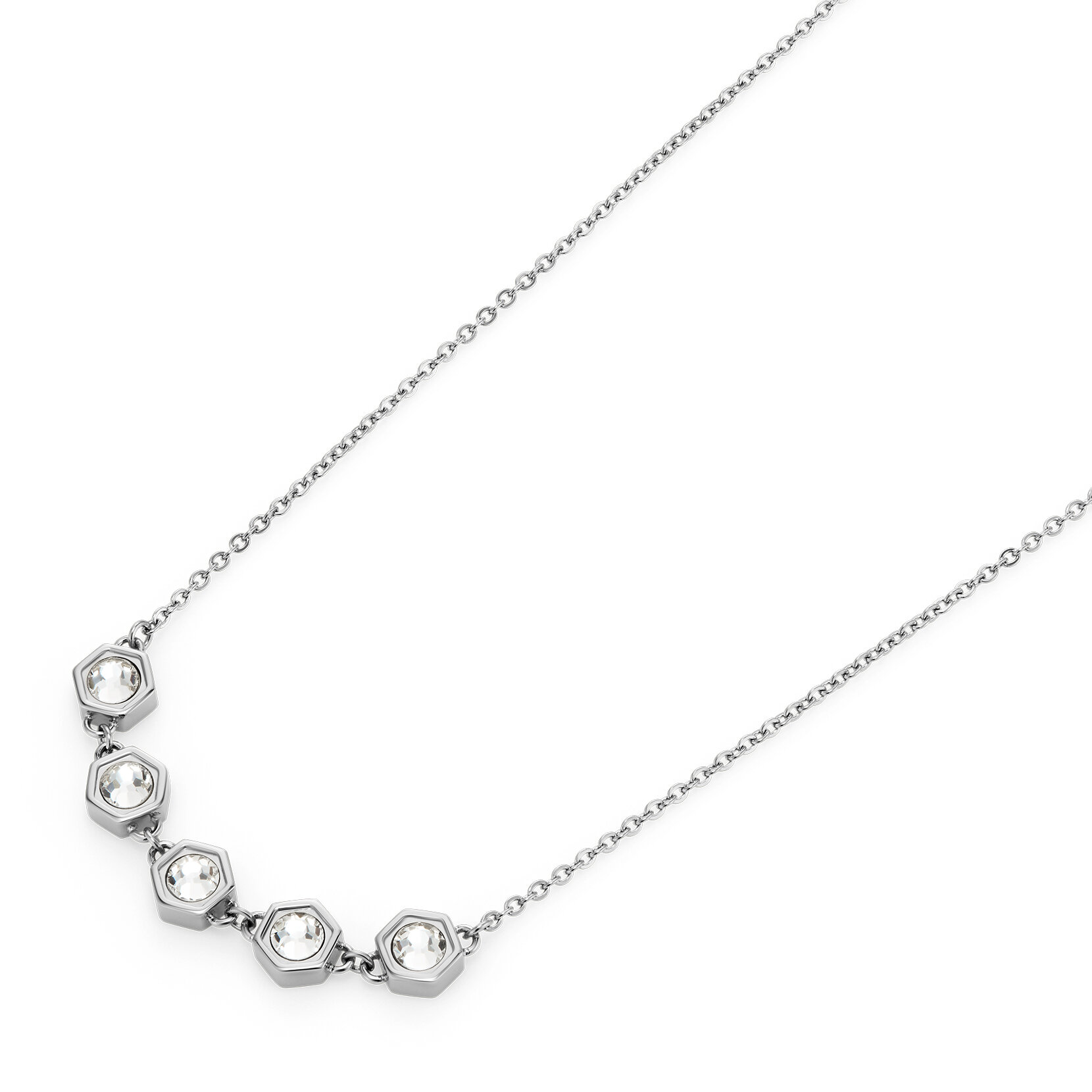 Ever Stacked Crystal Honeycomb Silver Tone Stacking Necklace