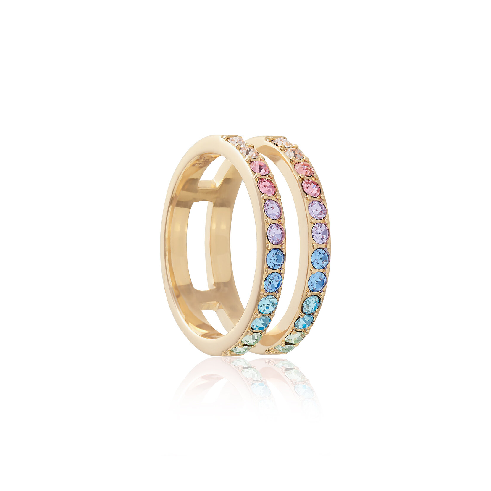 Gold Rainbow Double Band Ring M