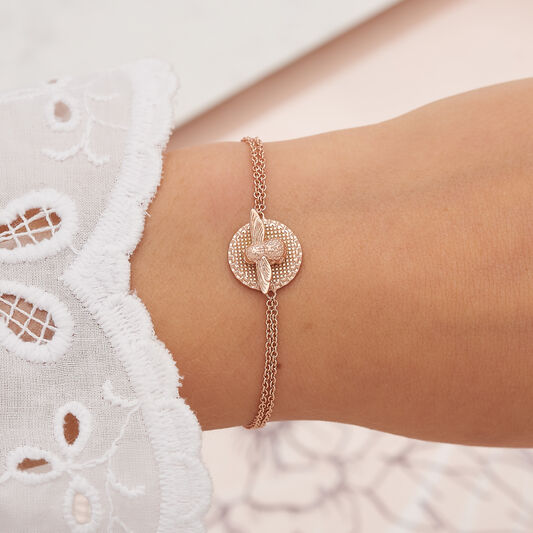 3D Bee & Coin Chain Bracelet Rose Gold