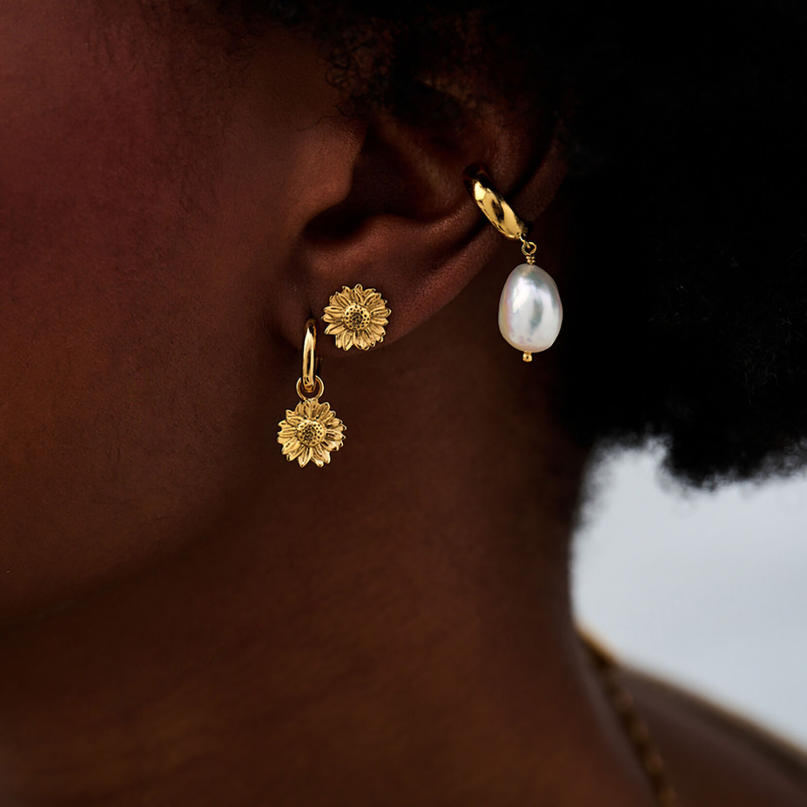 Gold Flower Earrings