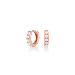 Faux Pearl Huggie Hoop Rose Gold