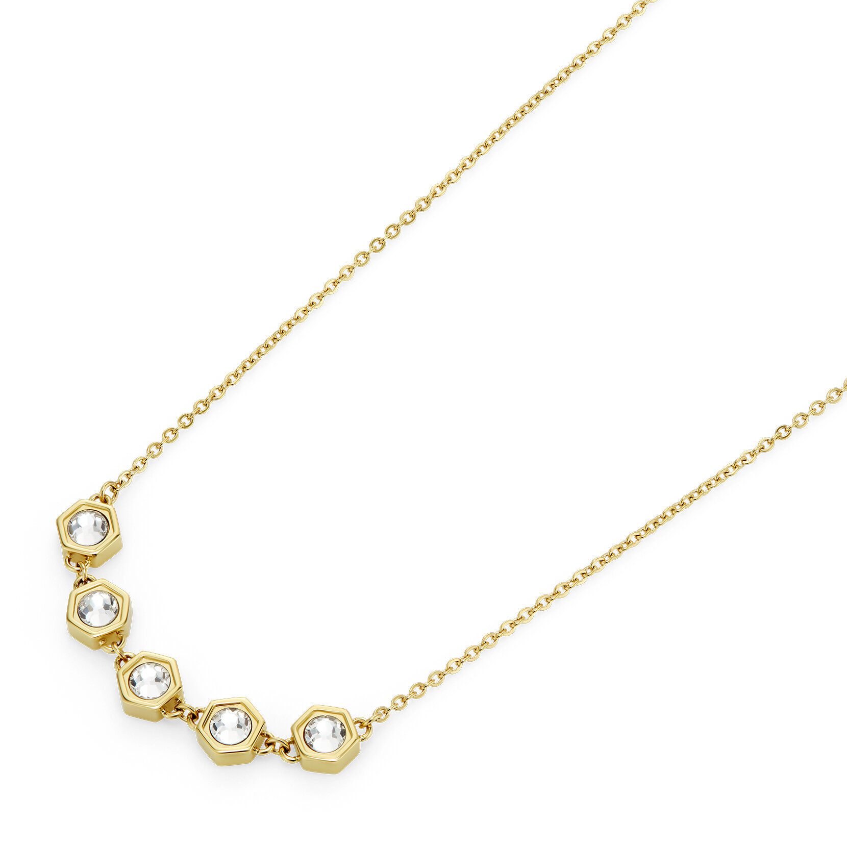 Ever Stacked Crystal Honeycomb Gold Plated Stacking Necklace