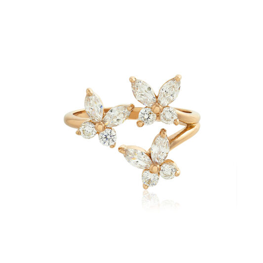 Sparkle Butterfly Marquise Butterfly Statement Ring Gold