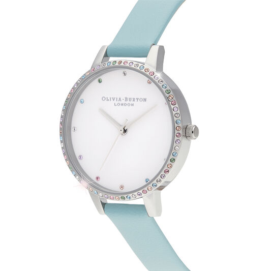 Rainbow Bezel, Turquoise & Silver