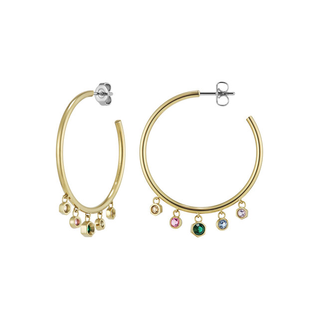 Mini Droplet Rainbow Crystal Gold Plated Hoop Earrings