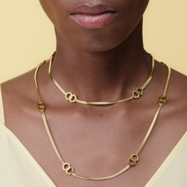 Honeycomb Loop Gold Plated Long Necklace
