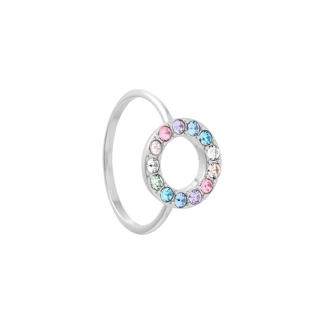 Rainbow Halo Ring Silver