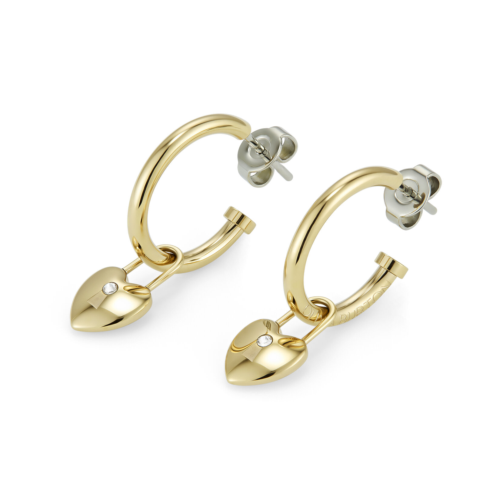 Locked Heart Gold Plated Hoop Earrings