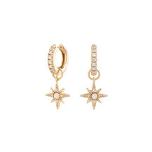 Gold North Star Huggie Hoops
