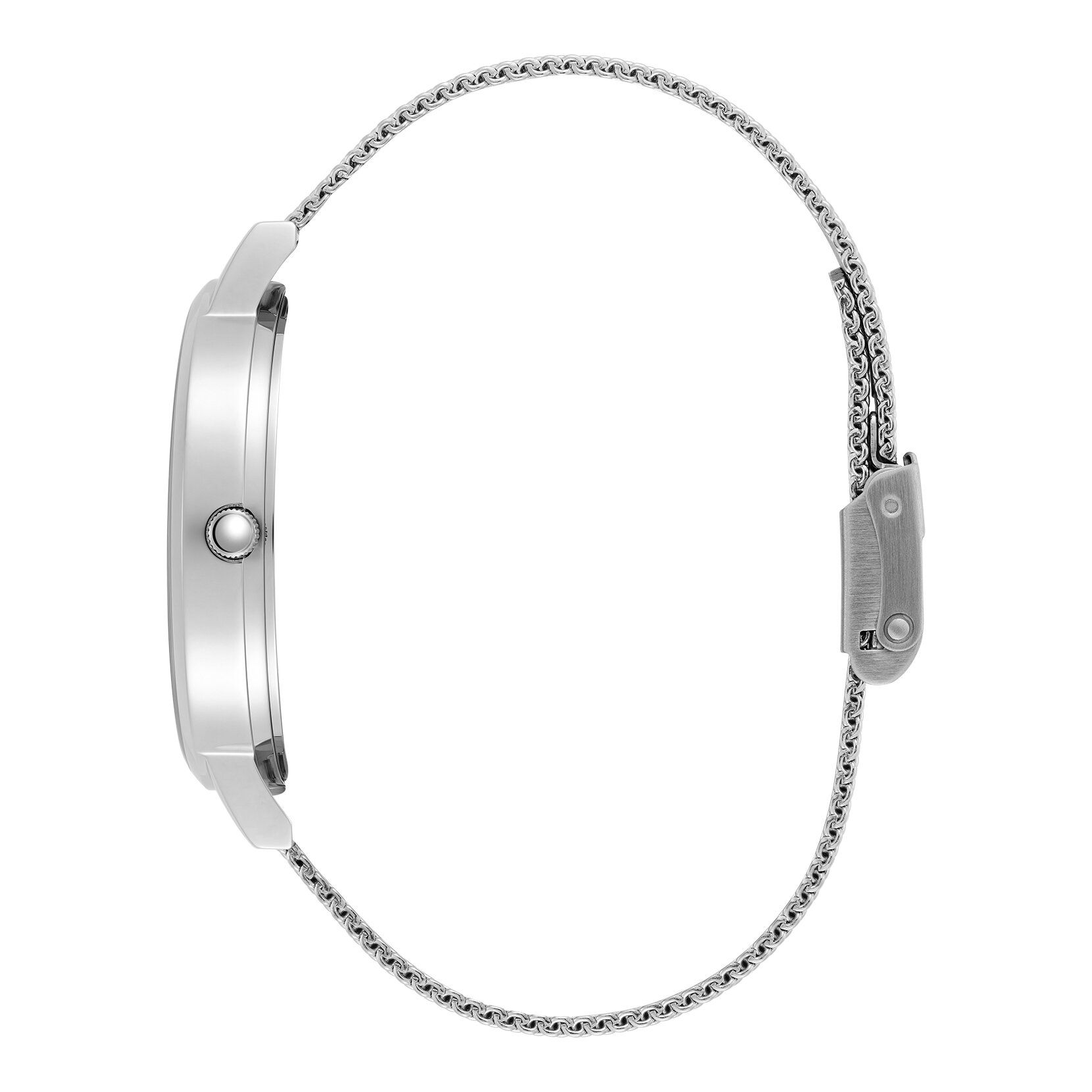 38mm White & Silver Mesh Watch
