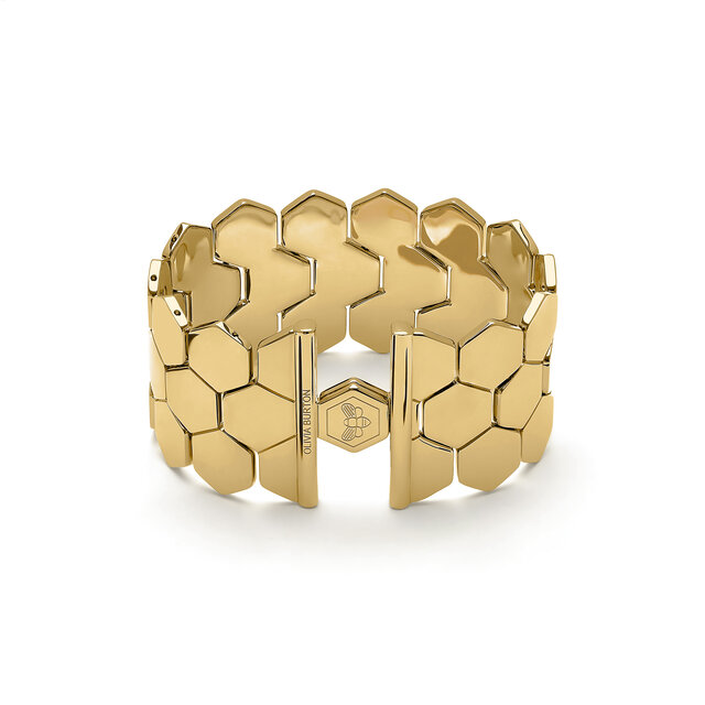 Honeycomb Gold Plated Cuff Bracelet