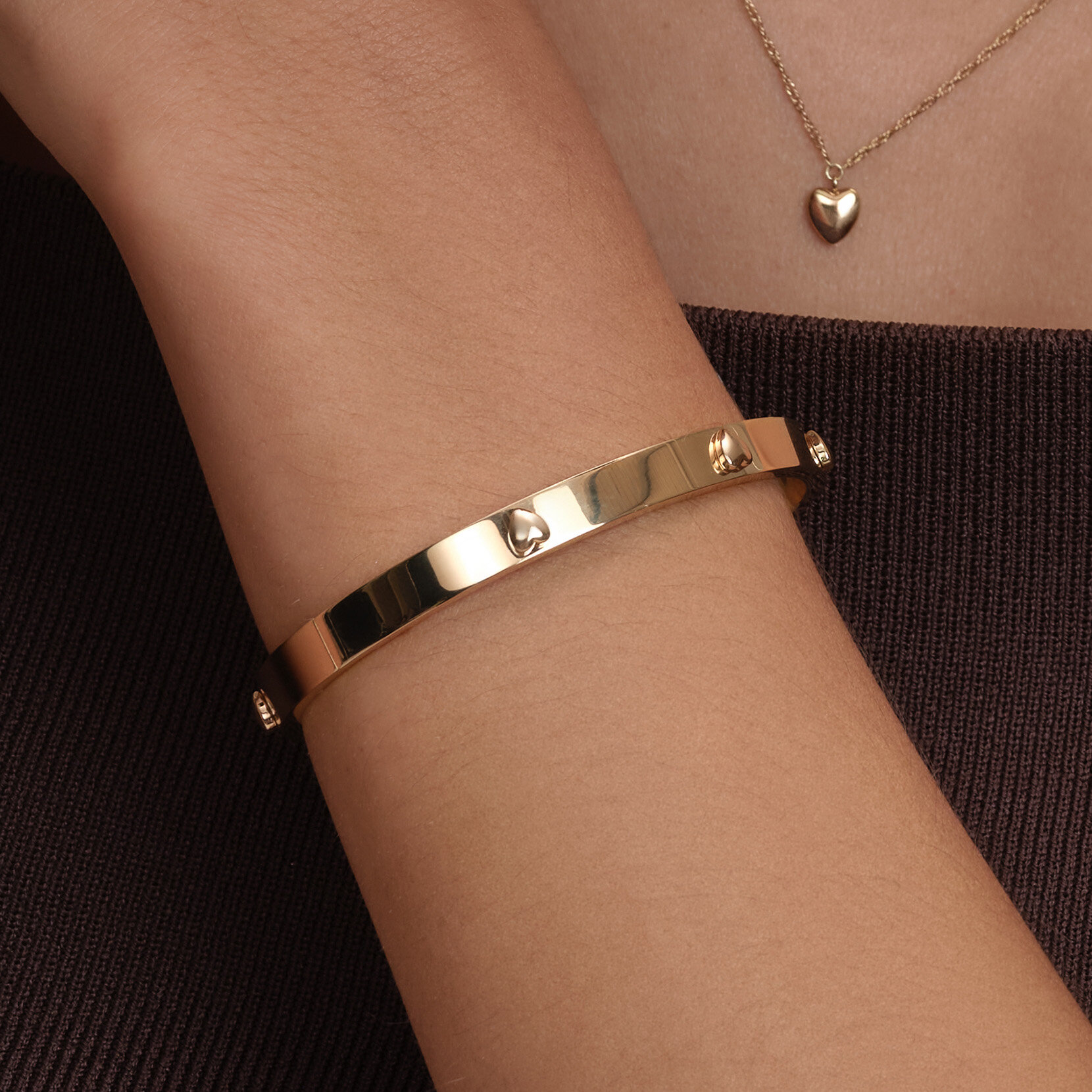 Mini Heart Rose Gold Plated Bangle